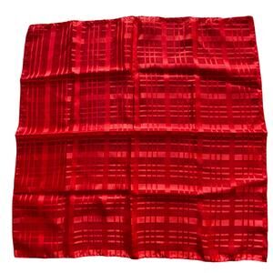 Silky red plaid burnout scarf neckerchief square Morsly New York made in Japan